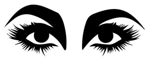 pair of eyes with eyebrows eyelashes vector graphic resources