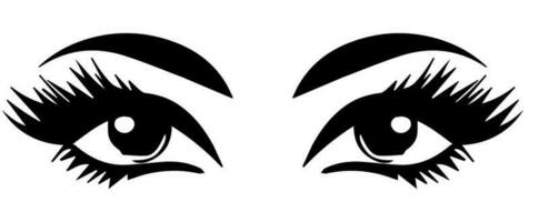 pair of eyes with eyebrows eyelashes vector graphic resources