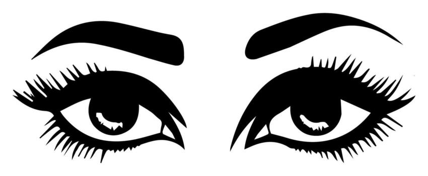 par de ojos con Cejas pestañas vector gráfico recursos