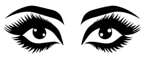 pair of eyes with eyebrows eyelashes vector graphic resources