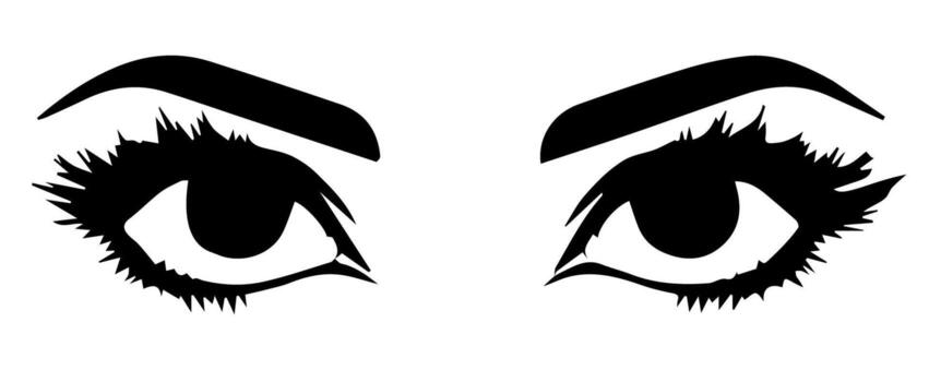 par de ojos con Cejas pestañas vector gráfico recursos