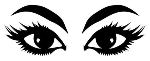 pair of eyes with eyebrows eyelashes vector graphic resources