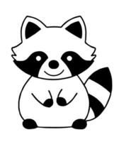 raccoon cute cartoon isolated vector glyph