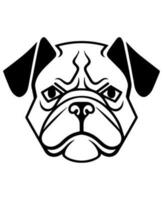 Bulldog vector icon glyph isolated, black and white silhouette.