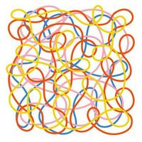A pattern of multicolored lines, squiggles. Abstract poster. vector