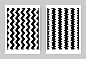 Set of black and white posters with simple geometric patterns. Abstract Wall Art. vector