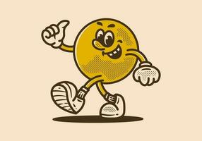 Ball head mascot character walking with happy face vector