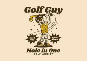 Mascot character design of a guy holding a golf stick vector