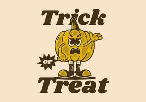 Trick or treat, Yellow pumpkin character with angry face vector