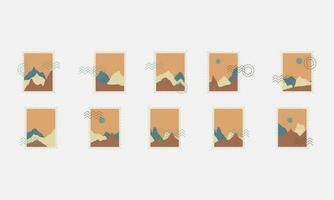 Set of postal stamps and postmarks, isolated on white background, vector illustration.