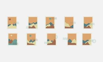 Set of postal stamps and postmarks, isolated on white background, vector illustration.