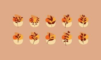 Autumn leaves collections with organic shapes element. Leaves elements collection. Set of autumn leaves element. vector