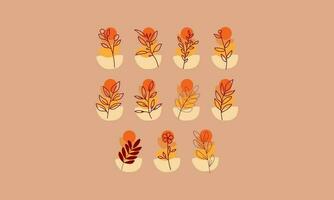 Autumn leaves collections with organic shapes element. Leaves elements collection. Set of autumn leaves element. vector