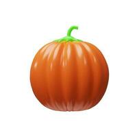 Vector illustration of 3D render orange pumpkin. Happy halloween and Thanksgiving day harvest decoration. Healthy object. Vegetarian food for autumn banner. Realistic raw, ripe vegetable on holiday