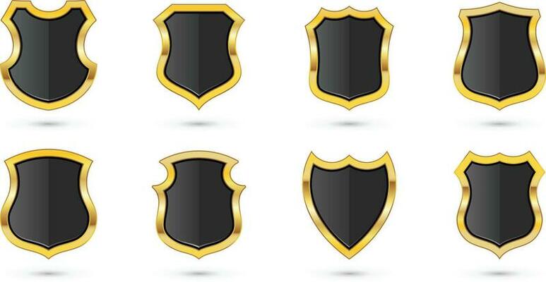 Golden shield coat arms design elements