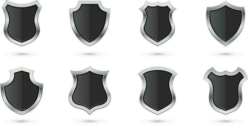 Silver shield coat arms design elements