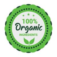 100 percent organic ingredients icon for food products vector