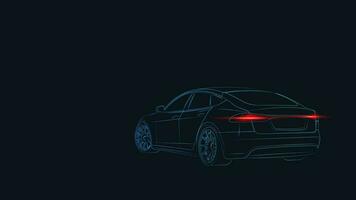 Modern car minimalistic line illustration. Car outline. Dark background. Vector illustration.