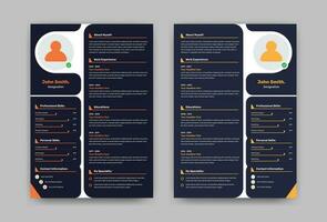 Clean professional dark resume template with two variations vector