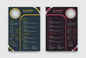 oscuro plan de estudios vitae o currículum modelo diseño con resumen formas y imagen marcador de posición vector