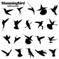 Hummingbird silhouettes vector illustration set.