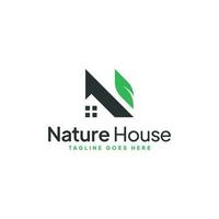 naturaleza casa logo diseño en el forma de el letra norte vector