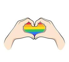 LGBT finger heart, love hand sign vector drawing