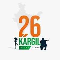 26 julio kargil vijay diwas diseño concepto con indio bandera y Ejército social medios de comunicación enviar vector