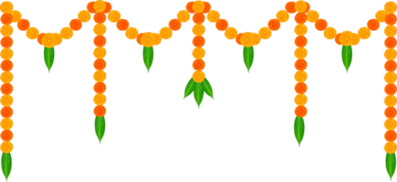 Mango Leaves and Marigold Flowers Garland For Indian Festival Decoration png