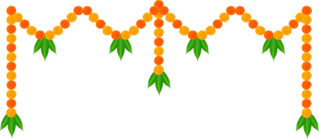 Mango Leaves and Marigold Flowers Garland For Indian Festival Decoration png