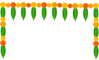 Mango Leaves and Marigold Flowers Garland For Indian Festival Decoration png