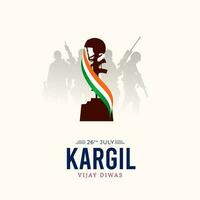 26 julio kargil vijay diwas diseño concepto con indio bandera y Ejército social medios de comunicación enviar vector