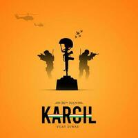 26 julio kargil vijay diwas diseño concepto con indio bandera y Ejército social medios de comunicación enviar vector