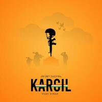 26th July Kargil Vijay Diwas Design Concept With Indian Flag and Army Social Media Post vector