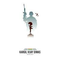 26th July Kargil Vijay Diwas Design Concept With Indian Flag and Army Social Media Post vector