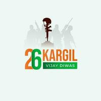 26 julio kargil vijay diwas diseño concepto con indio bandera y Ejército social medios de comunicación enviar vector