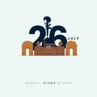 26th July Kargil Vijay Diwas Design Concept With Indian Flag and Army Social Media Post vector