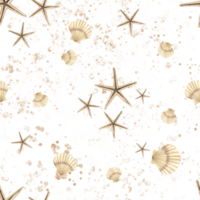 Concha do mar desatado padronizar. aguarela mão desenhado ilustração do mar Concha pano de fundo em uma transparente fundo. embaixo da agua conchas de berbigão para invólucro papel ou têxtil Projeto dentro náutico estilo png