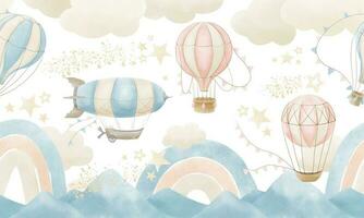 Wallpaper with Hot Air Balloons photo