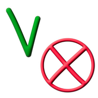 3d realistisch Vektor Symbol Illustration. Ja und Nein isoliert auf Weiß Hintergrund. Grün Tick und rot Kreuz. 3d richtig und falsch Taste. Grün Ja und rot Nein richtig falsch unterzeichnen. psd