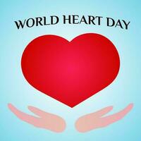 world heart day card, cartoon style heart vector