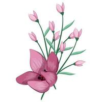 Half Bloom Pink Flower Bush vector