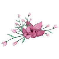 Half Bloom Pink Flower Bush vector