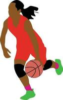 Women's Pose Dribble Basketball Player vector