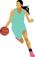 De las mujeres actitud regatear baloncesto jugador vector