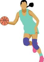 Women's Pose Dribble Basketball Player vector