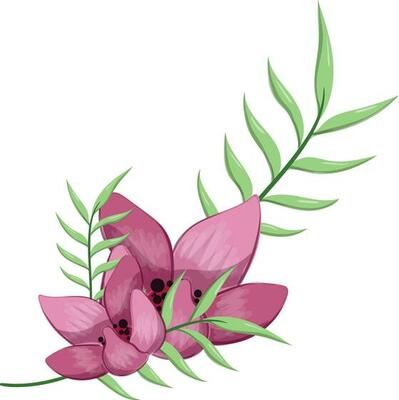 Half Bloom Flower with Long Leaves