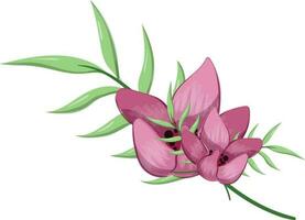 Half Bloom Flower with Long Leaves vector