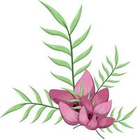 Half Bloom Flower with Long Leaves vector