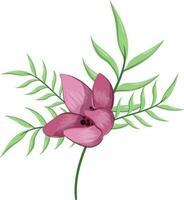 Half Bloom Flower with Long Leaves vector